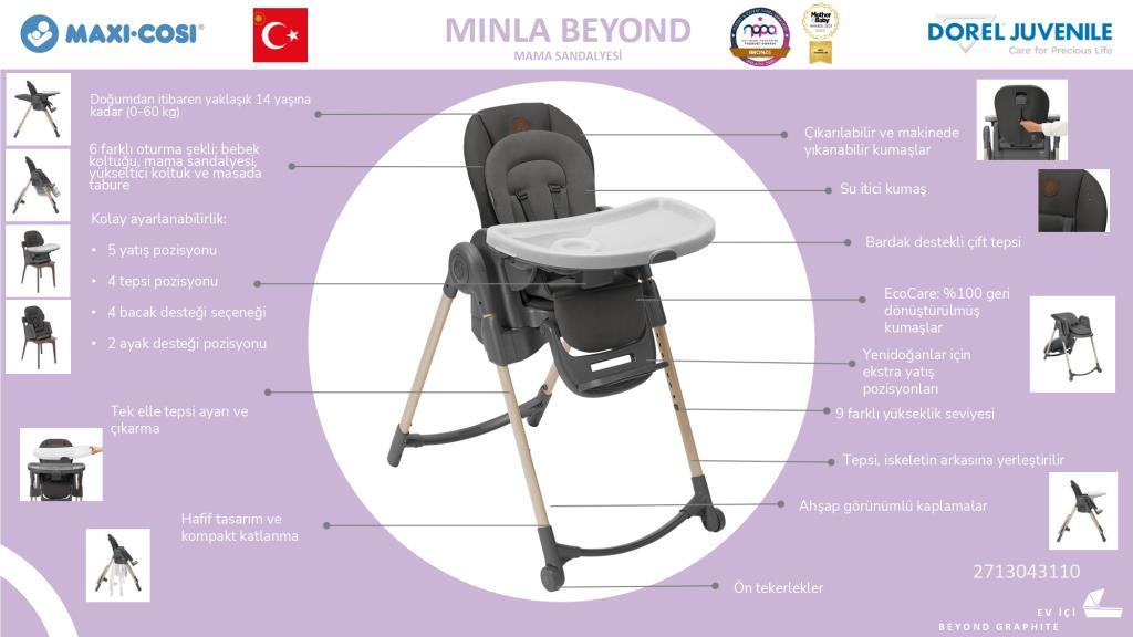 Maxi-Cosi Minla 6'sı Bir Arada Ahşap Görünümlü Mama Sandalyesi
